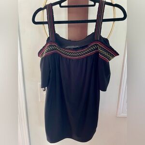 White House Black Market Black Off-Shoulder Camisole with Multicolor Smocking